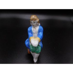 Occupied Japan Colonial Man Sitting 3”Porcelain Figurine‎ Blue Jacket Vintage